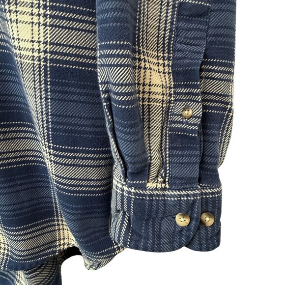 EAST ISLAND Mens Shirt Large Blue Plaid Vintage Rugged Long Sleeve Button Down - Picture 10 of 11